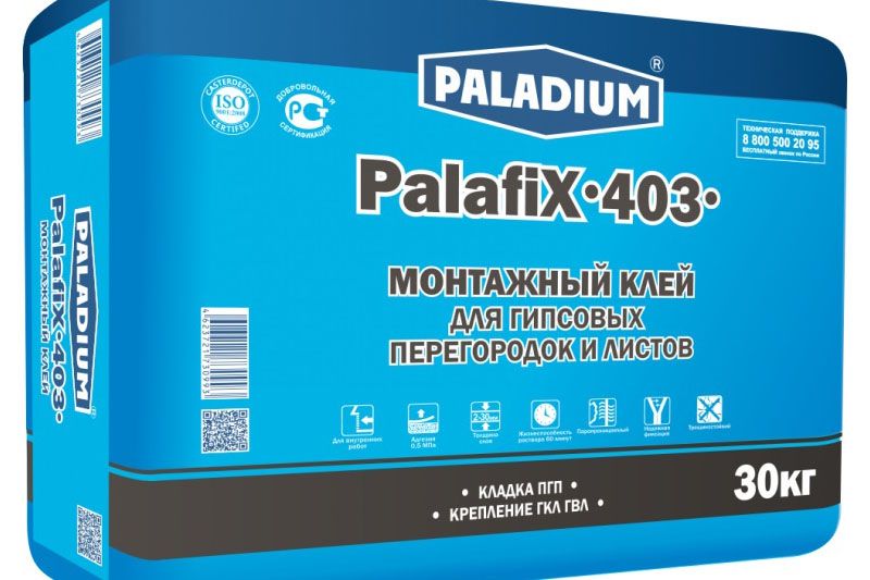 PALADIUM PalafiX-403 Палафикс-403 МОНТАЖНЫЙ КЛЕЙ ДЛЯ ПГП И ГКЛ 30кг