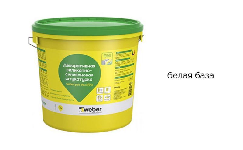 Декоративная силикатно-силиконовая штукатурка weber.pas decofino 1 мм, белая база, 25 кг