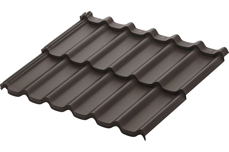 Модульная металлическая черепица Аквасистем Стокгольм XLL PU Matt (Zn180) 0,5мм Rooftop Бархат (лист 1185х875 мм) RAL 8017