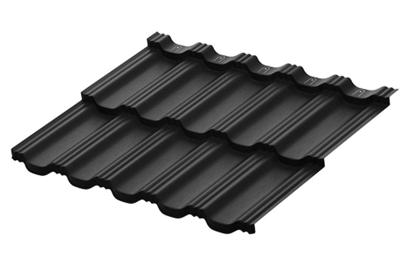 Модульная металлическая черепица Аквасистем Гётеборг XLL PU Matt (Zn180) 0,5мм Rooftop Бархат (лист 1185х865 мм) RAL 9005