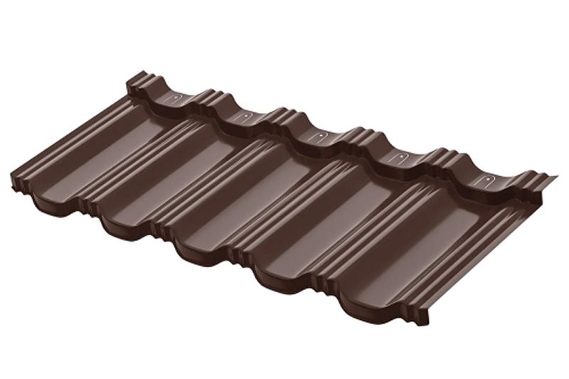 Модульная металлическая черепица Аквасистем Гётеборг PE (Zn140) 0,5мм (лист 1205х415 мм) RAL 8017