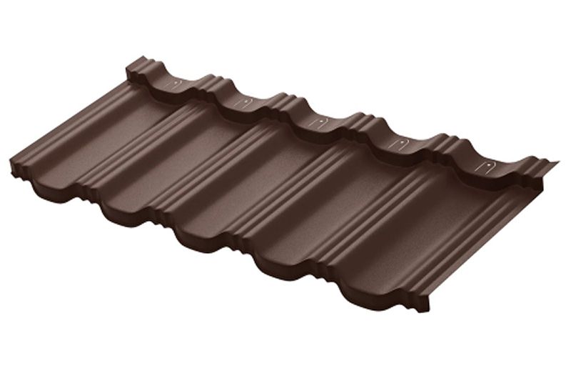 Модульная металлическая черепица Аквасистем Гётеборг PU Matt (Zn275) 0,5мм Rooftop Кашемир (лист 1205х415 мм) RAL 8017