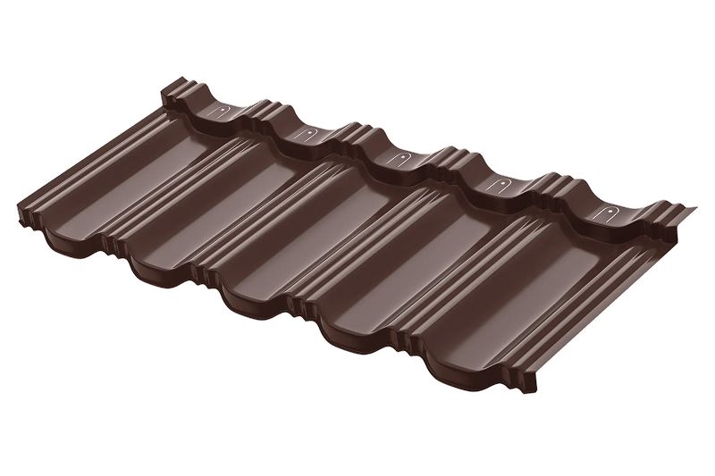 Модульная металлическая черепица Аквасистем Гётеборг XLL PE (Zn140) 0,5мм (лист 1205х465 мм) RAL8017