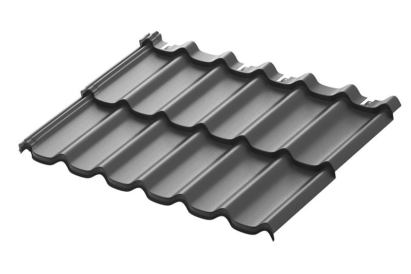 Модульная металлическая черепица Аквасистем Стокгольм PU Matt (Zn275) 0,5мм Rooftop Кашемир (лист 1185х775 мм) RAL 7024