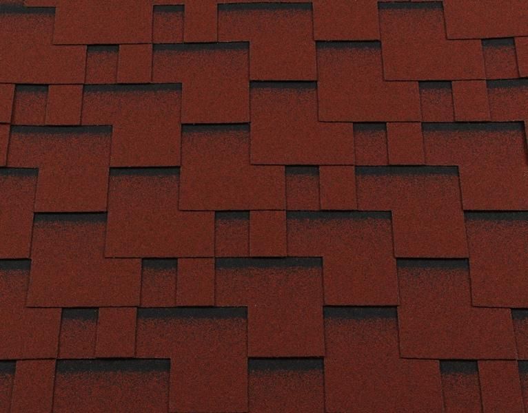 Гибкая черепица Shingle Roofshield Classic Модерн Красный с оттенением