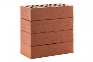 Кирпич облицовочный ЛСР темно-красный рустик, утолщенные стенки, М175, 250*120*65 мм