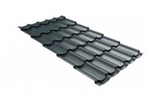 Металлочерепица Grand Line Kvinta plus Rooftop Бархат RAL 7024 мокрый асфальт